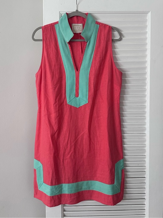 Sail to Sable Dresses & Skirts - STS Sail to Sable Classic Linen Tunic Dress — Coral & Mint